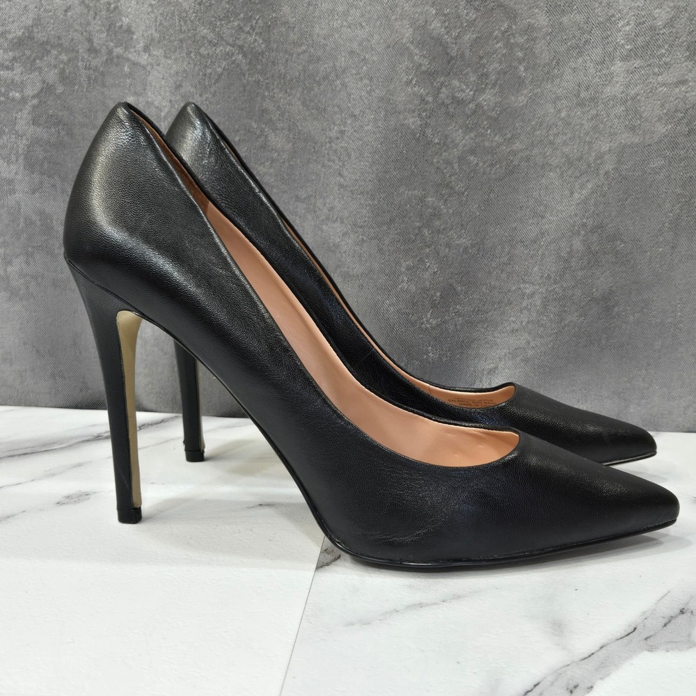 Enzo Angiolini Frolic Pumps Womens 10M Black Leather Pointed Toe Stiletto Heels